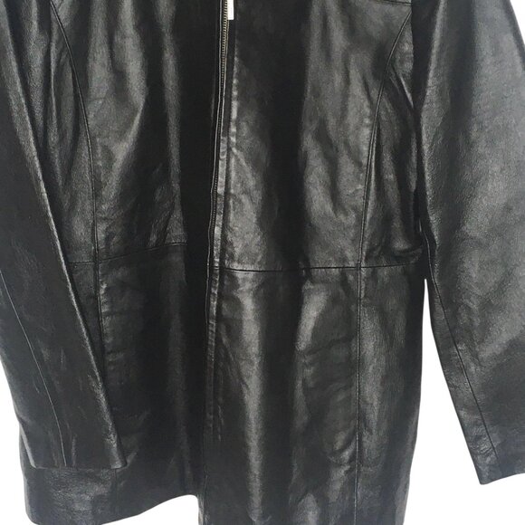 Worthington Jacket Womens XL Black Leather Zip Front Burgundy Lined Classic - Picture 16 of 16